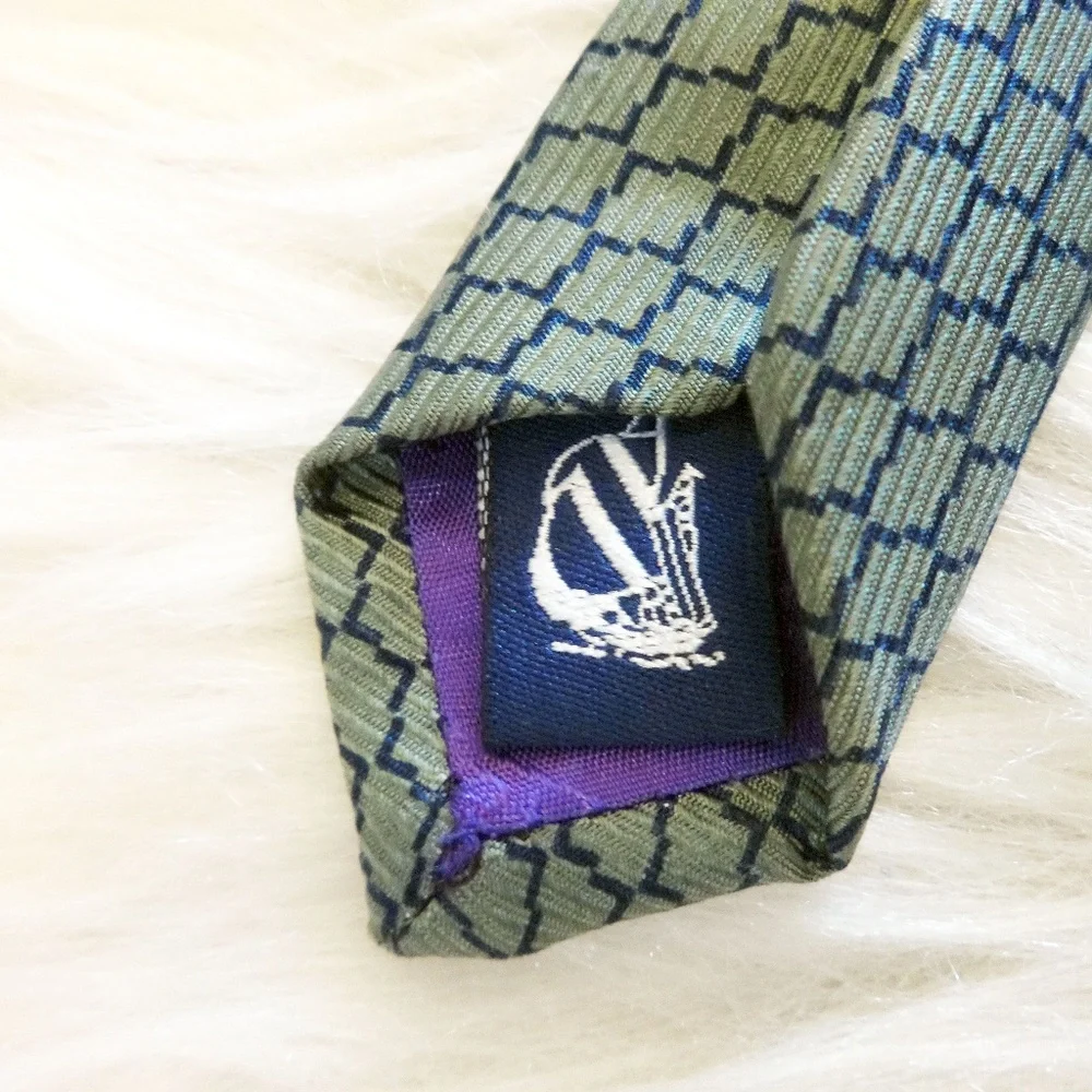 Nautica Silk Tie Green & Blue Geometric Print